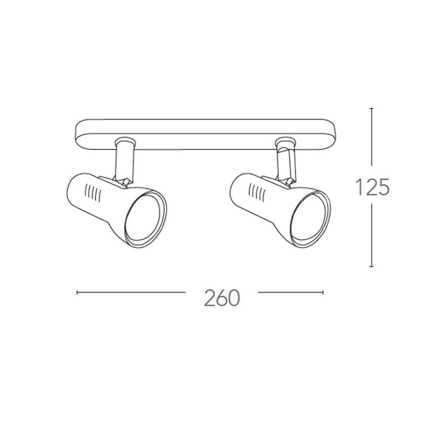 BARRA 2 SPOT CARRERA E27 28,5XH18,7CM BIANCA