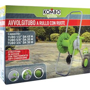 Avvolgitubo da terra con manovella e ruote grandi, 41* 45*72cm. Struttura in