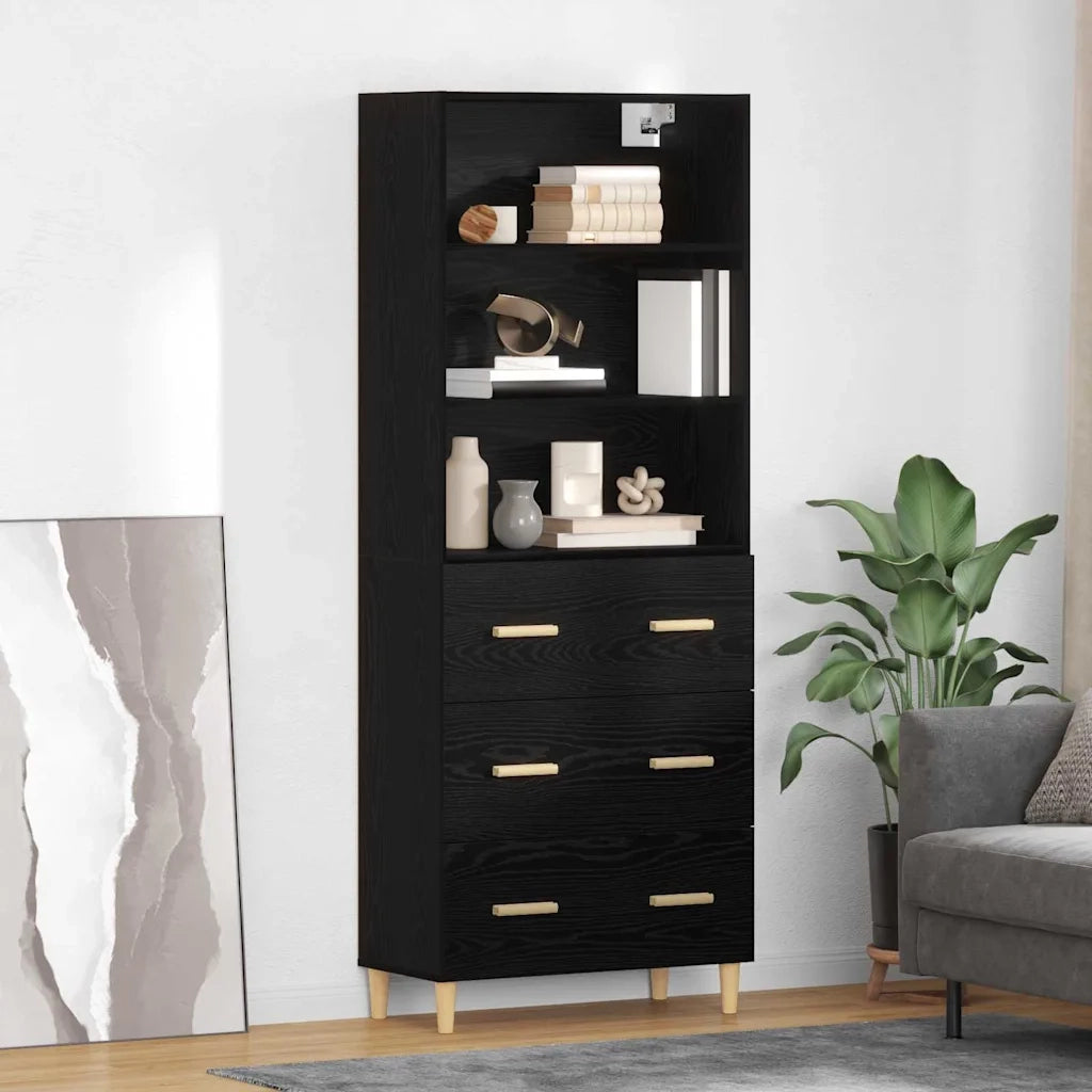 Credenza Rovere Nero 69,5 x 32,5 x 180 cm Legno multistrato