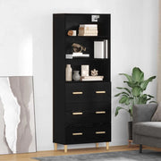 Credenza Rovere Nero 69,5 x 32,5 x 180 cm Legno multistrato