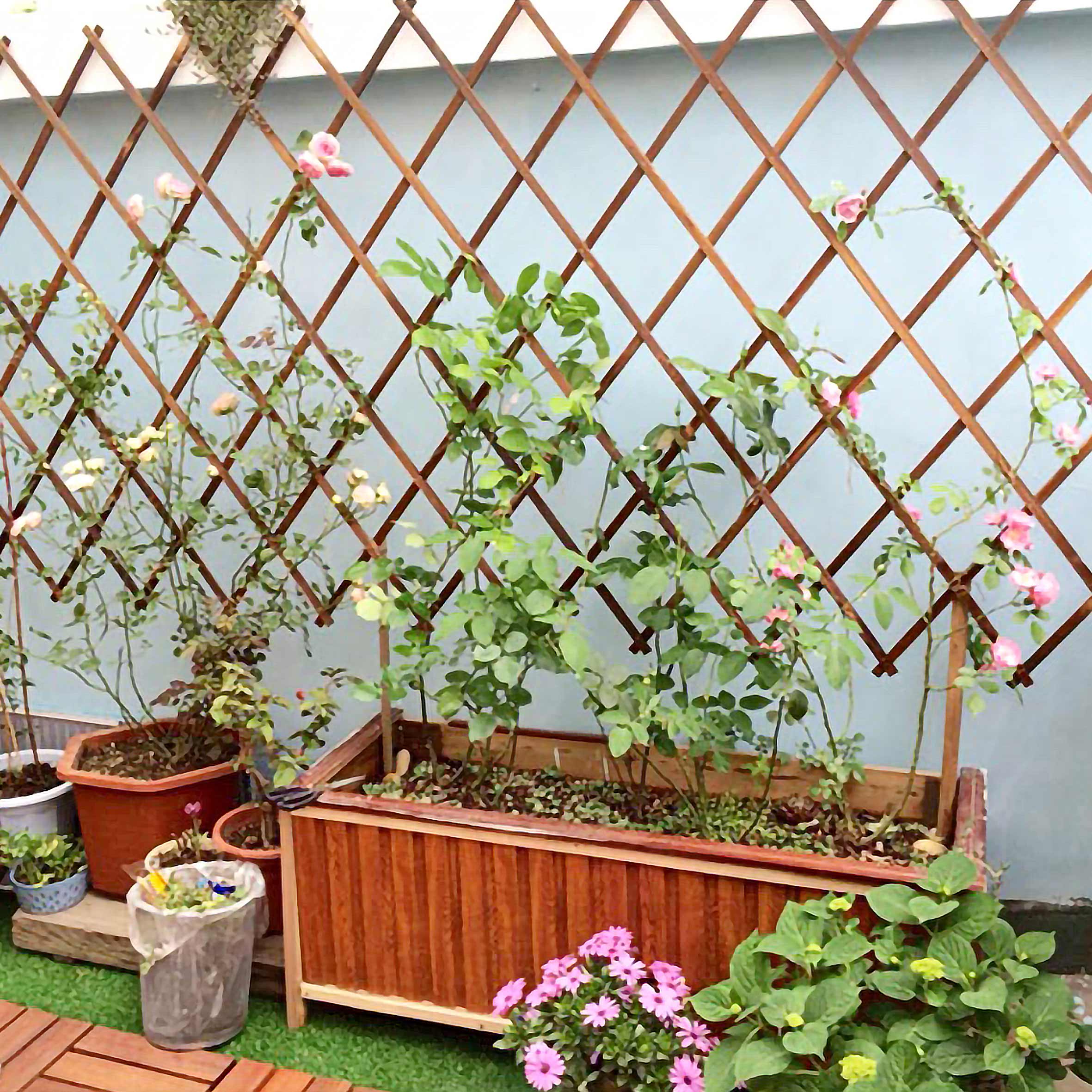 Traliccio grigliato in legno per giardino estensibile fino a 2mt x 32cm