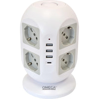 TOWER MULTIPRESA A TORRE 8 PRESE UNIVERSALI P40 E 4 USB