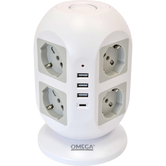 TOWER MULTIPRESA A TORRE 8 PRESE UNIVERSALI P40 E 4 USB