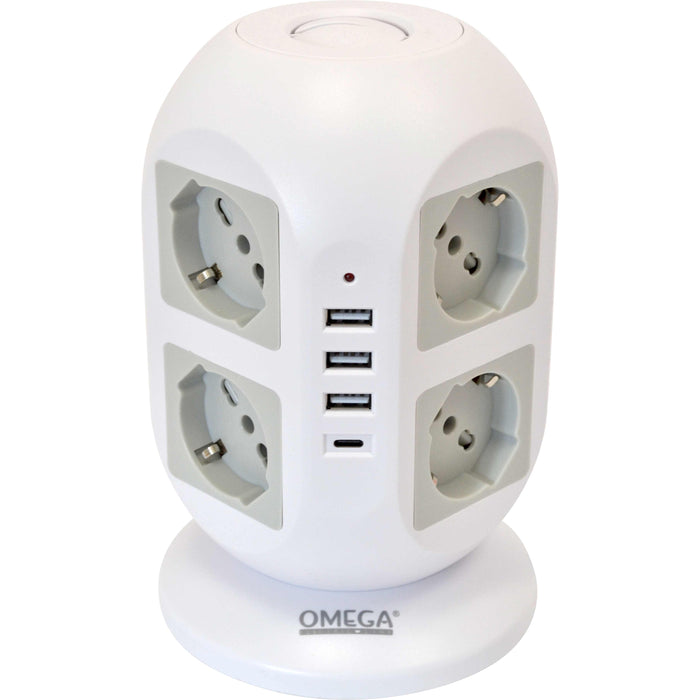 TOWER MULTIPRESA A TORRE 8 PRESE UNIVERSALI P40 E 4 USB