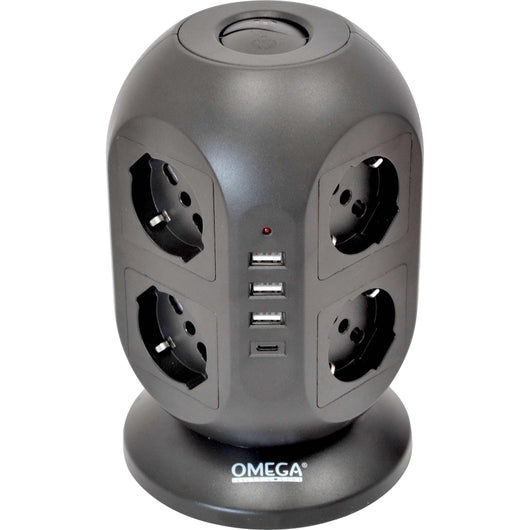 TOWER MULTIPRESA A TORRE 8 PRESE UNIVERSALI P40 E 4 USB