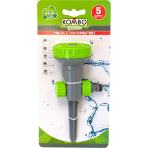 Puntale per irrigazione in plastica con 5 getti di varia potenza,