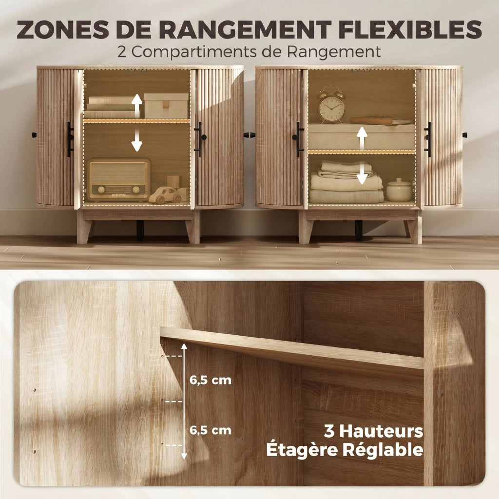 Buffet con 4 ante e ripiani regolabili ¨C Minimal ¨C Rovere 90x40x76