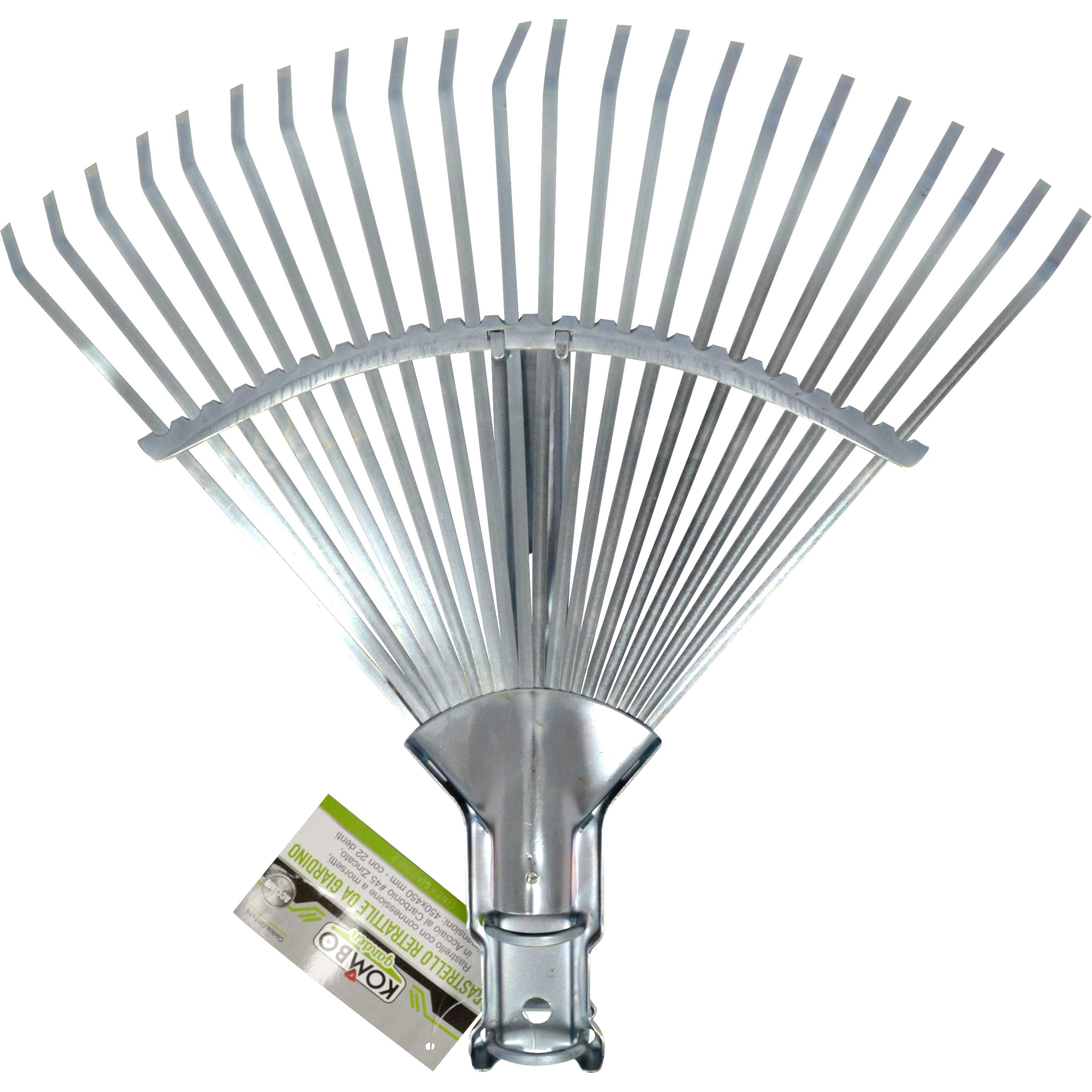 Rastrello da giardino a morsetti, acciaio al carbonio #45 zincato, senza