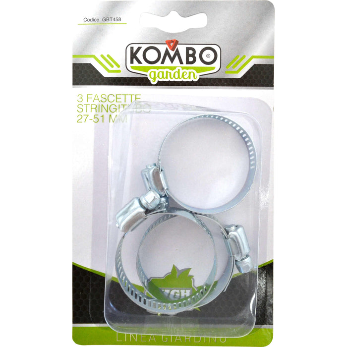 Set 3 pezzi fascette stringitubo in acciaio al carbonio zincato, 27-51mm