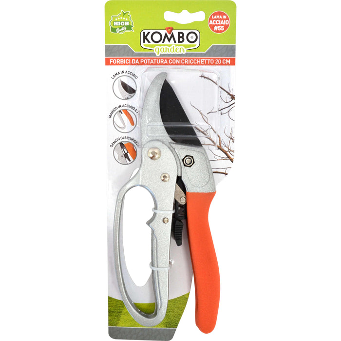 Forbici da giardino,cricchetto ,lame in acciaio al carbonio #55 e teflon