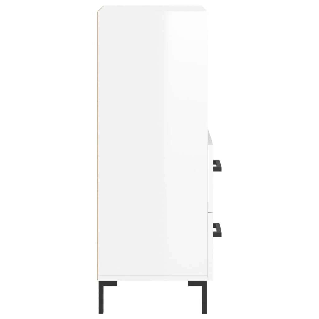 Buffet credenza cassettiera mobiletto mobile contenitore organizer per cucina soggiorno finitura lucida 34,5 x 34 x 90 cm legno ingegnerizzato bianco 02_0030595