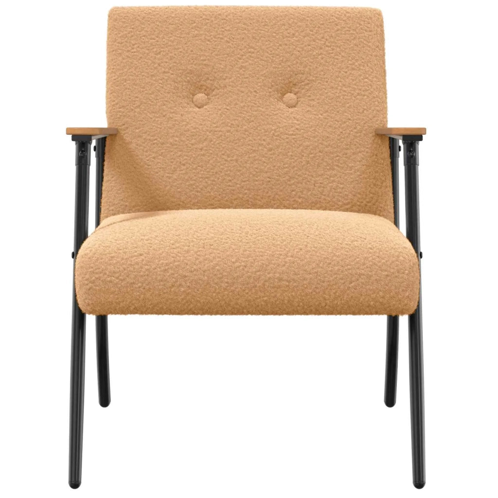 Poltroncina-Poltrona Beige Tessuto simile alla lana ricci