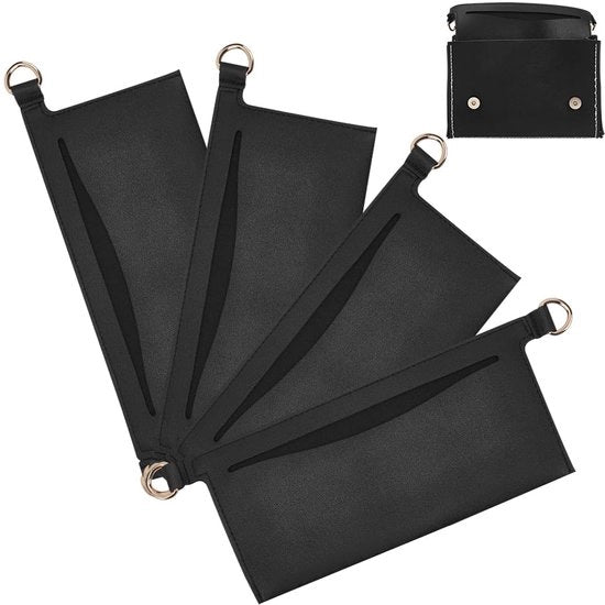 Organizzatore 4-in-1 per kit di conversione portafoglio, kit di conversione portafoglio con design clutch, portafoglio, borsa a tracolla, pezzo di conversione, pelle morbida con D-ring, nero, 17 x 6,8 cm