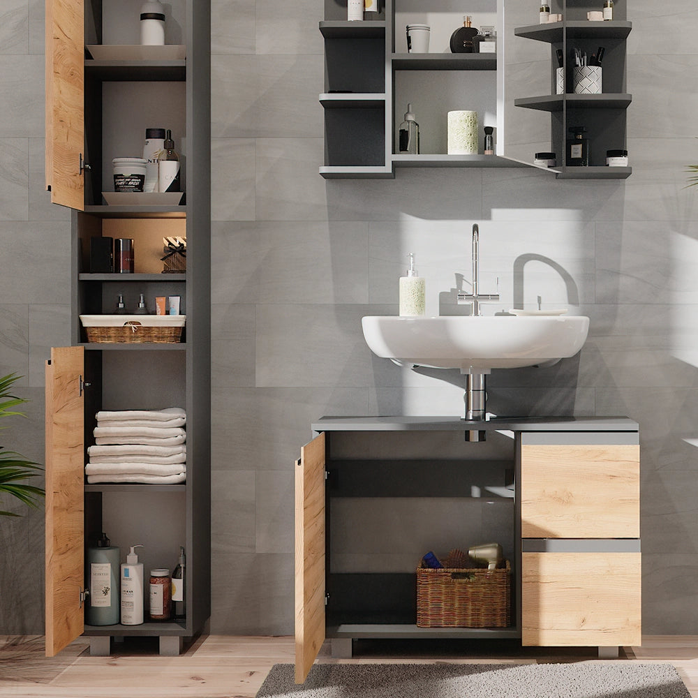 Vicco Set mobili bagno Grigio 3 parti
