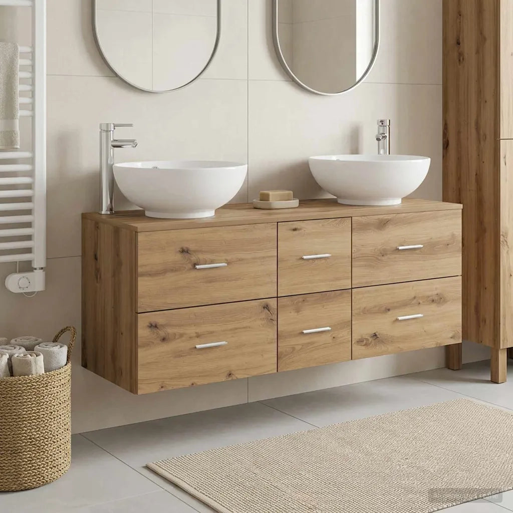 Set di mobili per il bagno 3 pz Rovere Artigianale 3405914