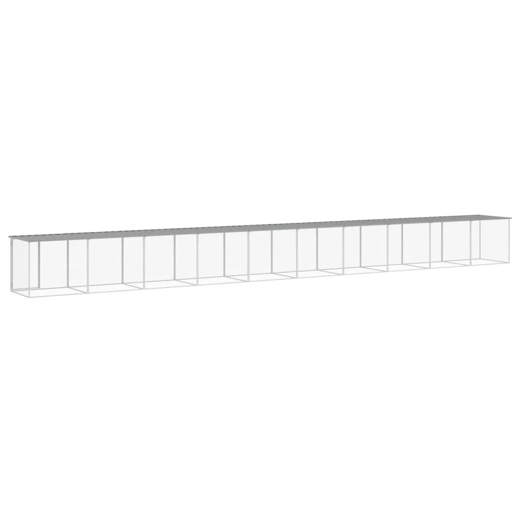 Recinto per pollaio con tetto leggero 1003 x 98 x 90 cm in acciaio zincato grigio 02_0043979