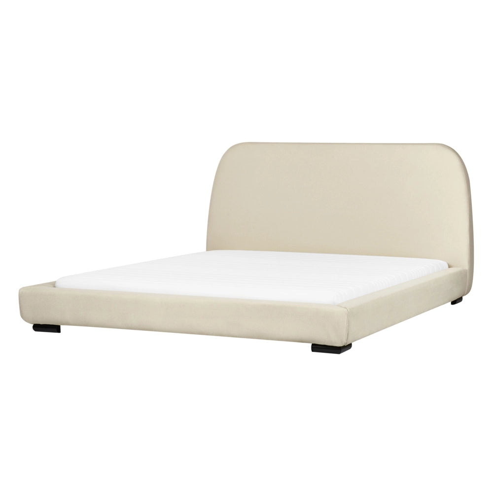 Letto a doghe in tessuto poliestere beige imbottito 160 x 200 cm Design classico tradizionale