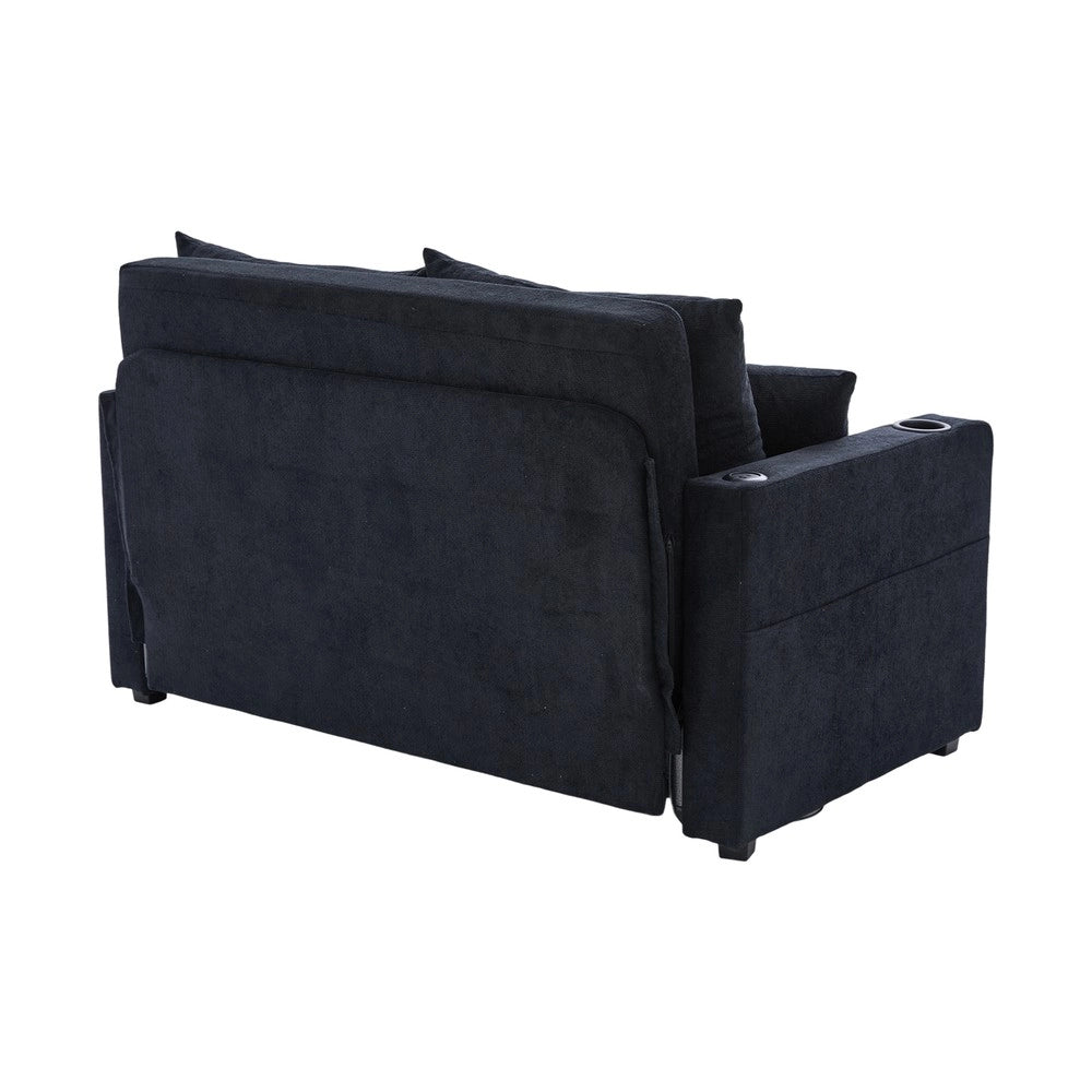 Divano Letto Multifunzione in Tessuto con Contenitore e USB ¨C Xylo ¨C Grigio