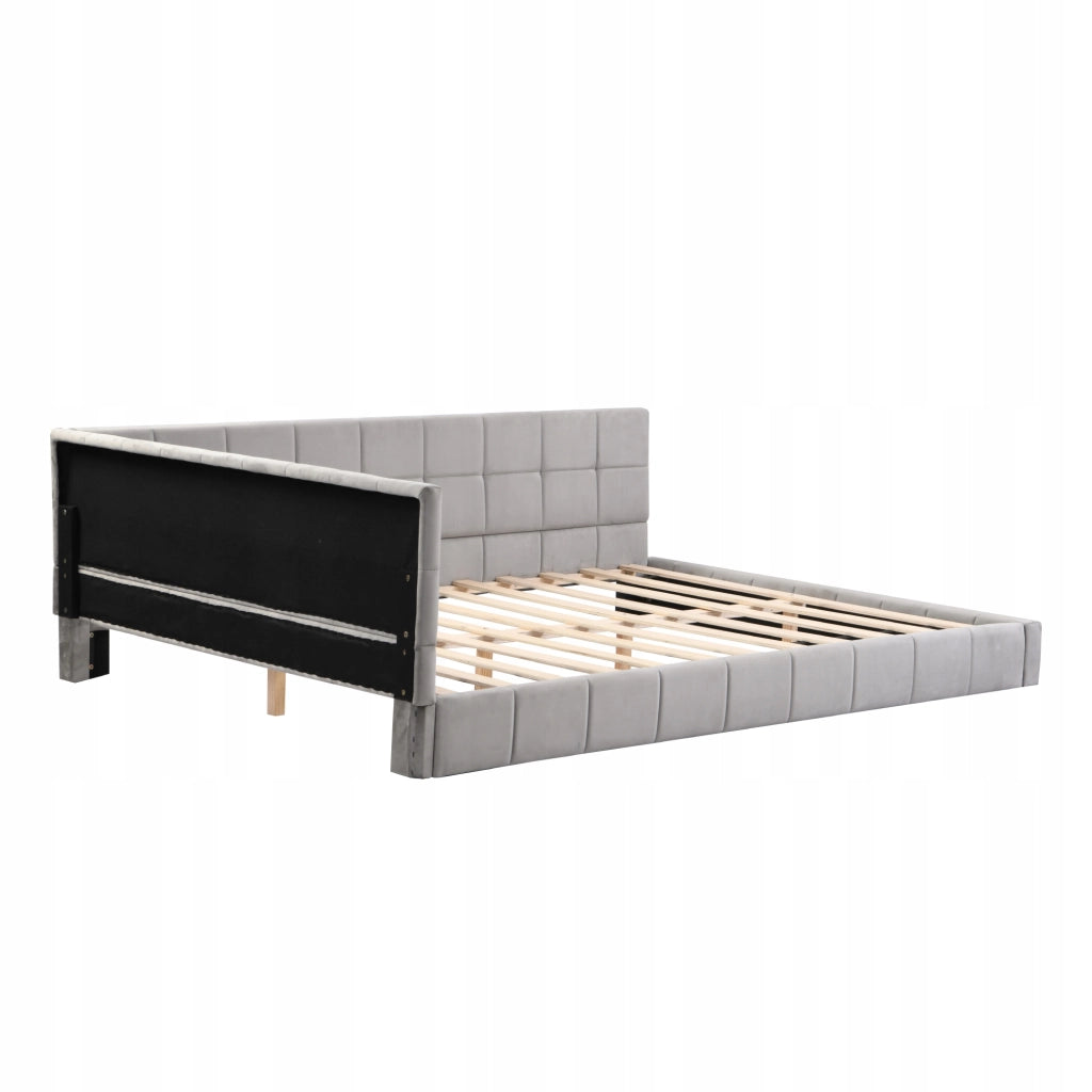 Letto a giorno in velluto grigio - Xylo - 140x200