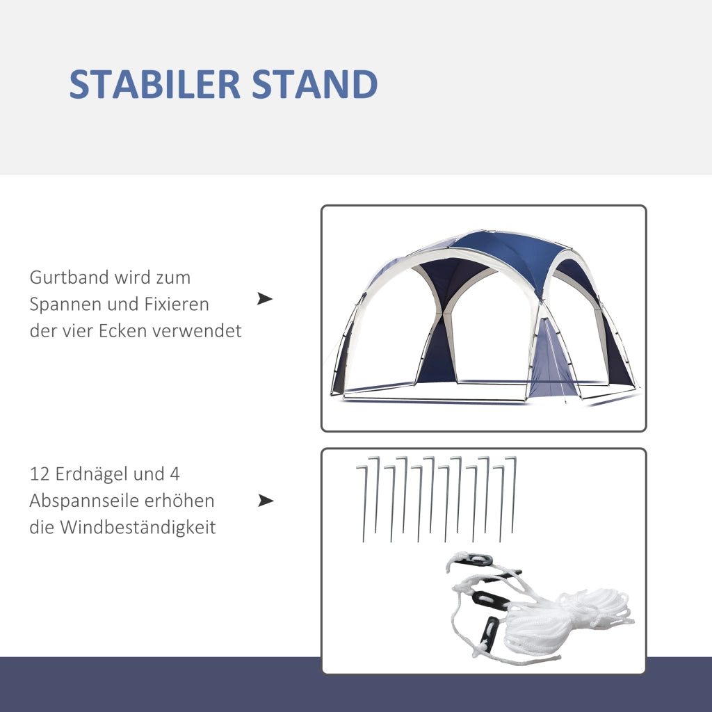 Gazebo a Cupola per 6-8 Persone ¨C zephmum ¨C 3.5x3.5x2.22 m Blu