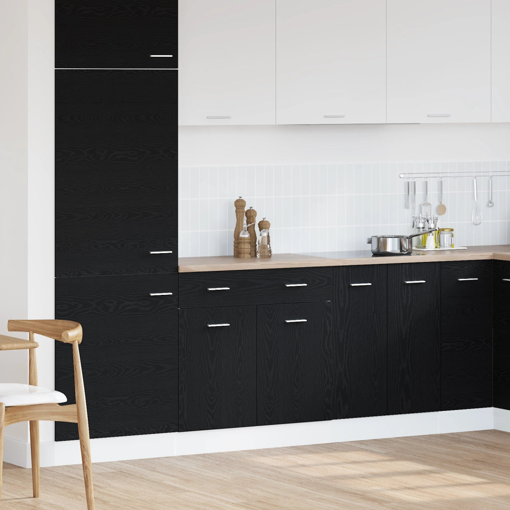 Armadio  con cassetto in rovere nero, 80x46x81,5 cm, realizzato in legno ingegnerizzato