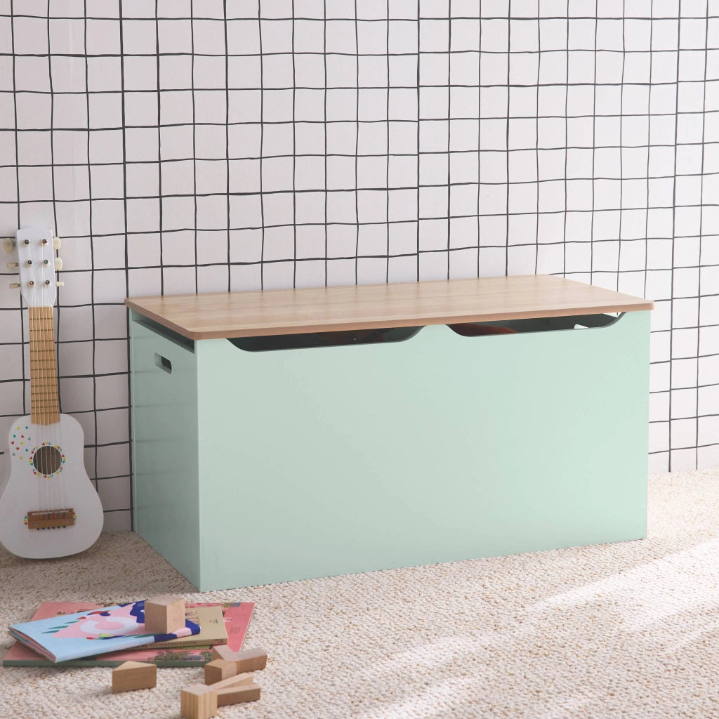 Cassettone per giochi effetto legno bianco, verde celadon