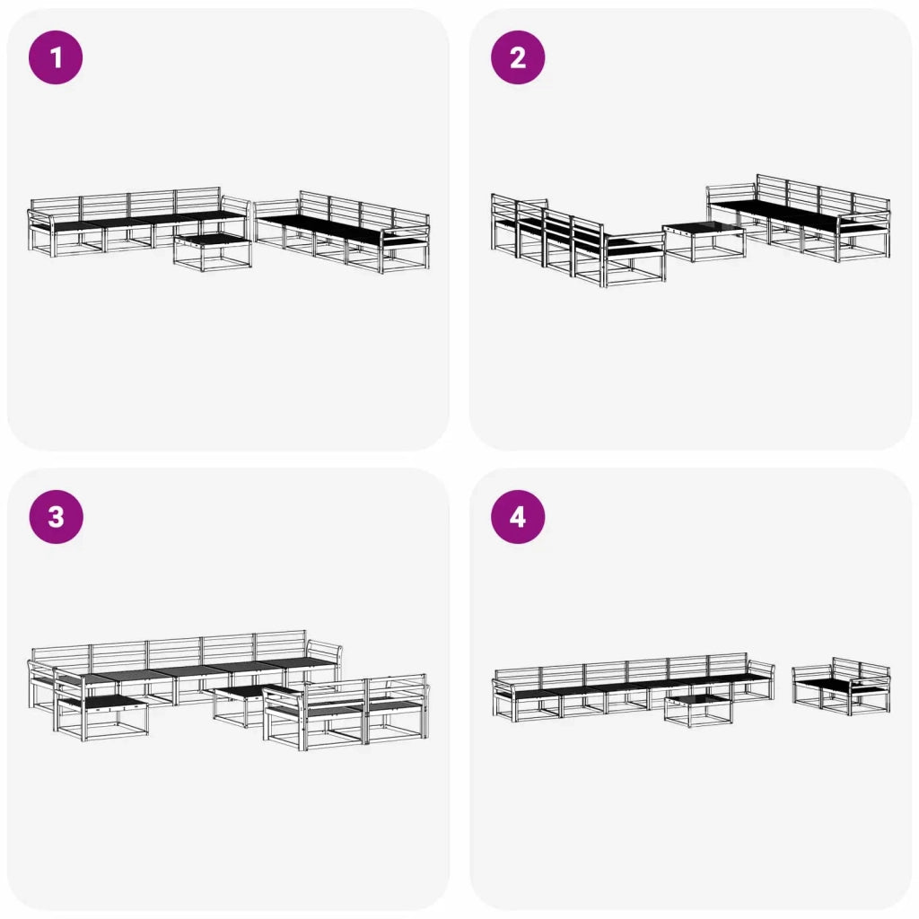Set di divani da esterno 9 pcs Bianco 79 x 79 x 37 cm 3386233