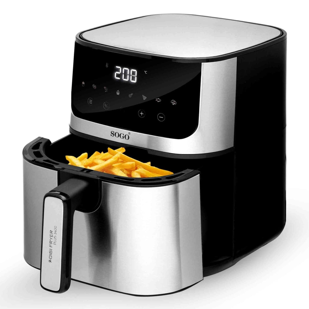 Friggitrice ad aria calda 5L, display LED touch, 8 programmi preimpostati, timer 60 min, cottura senza olio 1400W - SOGO