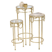 Gama, Tavolino da Salotto set da 3 Portatelefono, 33x33x70h cm oro