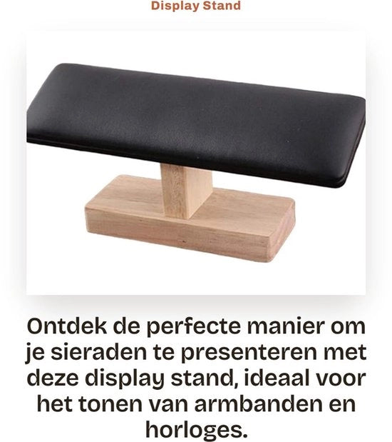 Supporto per bracciale in legno - contenitore per gioielli - display per bracciali - copertura in PU - interna in velluto - 20 x 6 cm - supporto per gioielli