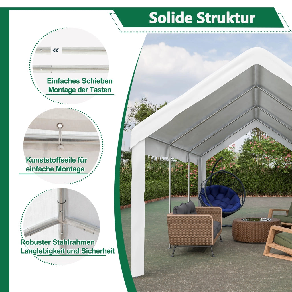 Garage per veicoli 3x6m doppie porte a rulli accesso drive through costruzione robusta resistente alle intemperie teli laterali rimovibili per giardino e esterni