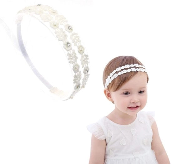 Cintura per capelli per bambine morbida - fiorata - elastica - cintura per capelli - gioiello per capelli per bambine - doppio lato - 1 pezzo