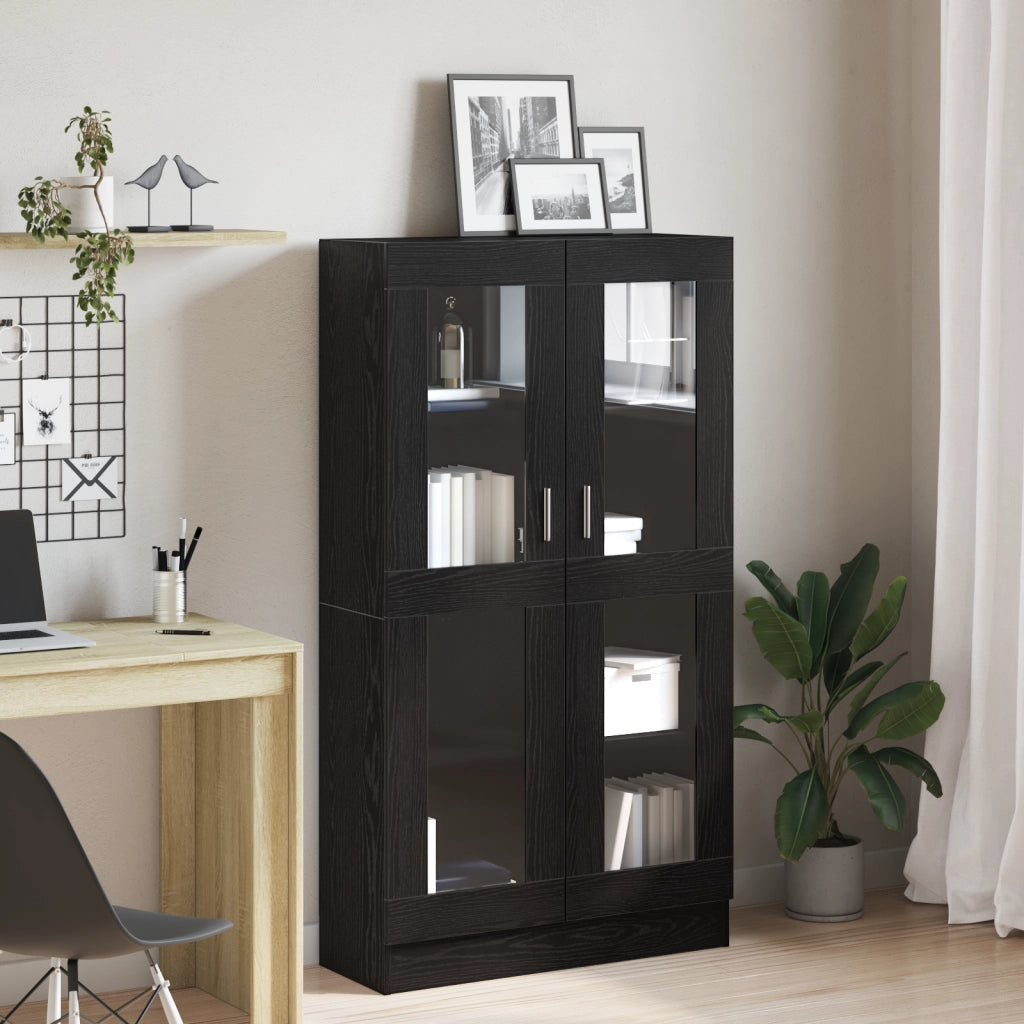 Libreria Nera in Finitura Rovere di  82,5x30,5x150 cm in Legno Ingegnerizzato