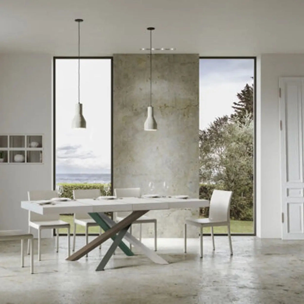 Tavolo allungabile 140/400x90 cm Volantis Premium colore quercia natura gambe multicolore 4/A