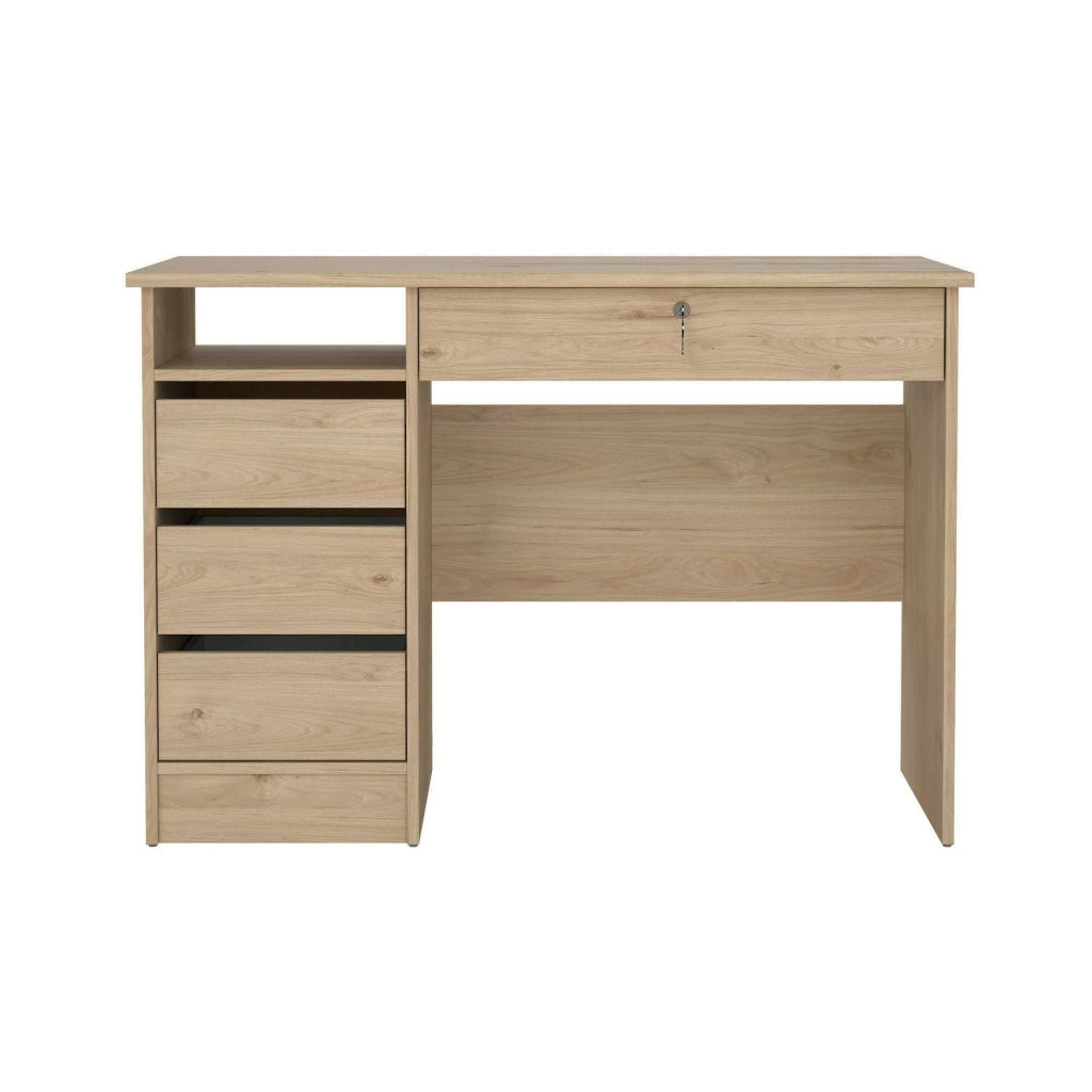 Scrivania Franklin, Scrittoio multiuso, Tavolo per ufficio porta PC, Piano di lavoro, 109x49 h76 cm, Rovere