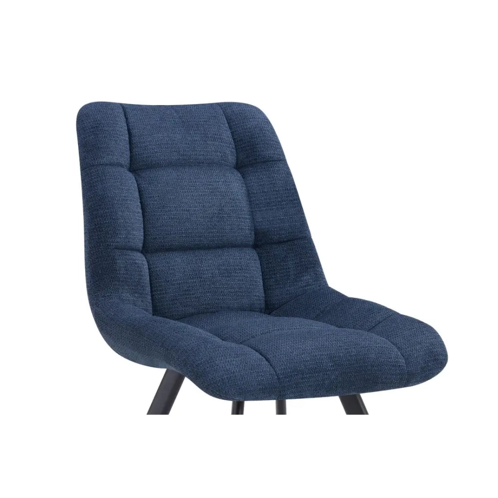 Set di 2 sedie VELMA - Tessuto blu oceano - Piedi in metallo - Design moderno - Eleganza rinfrescante