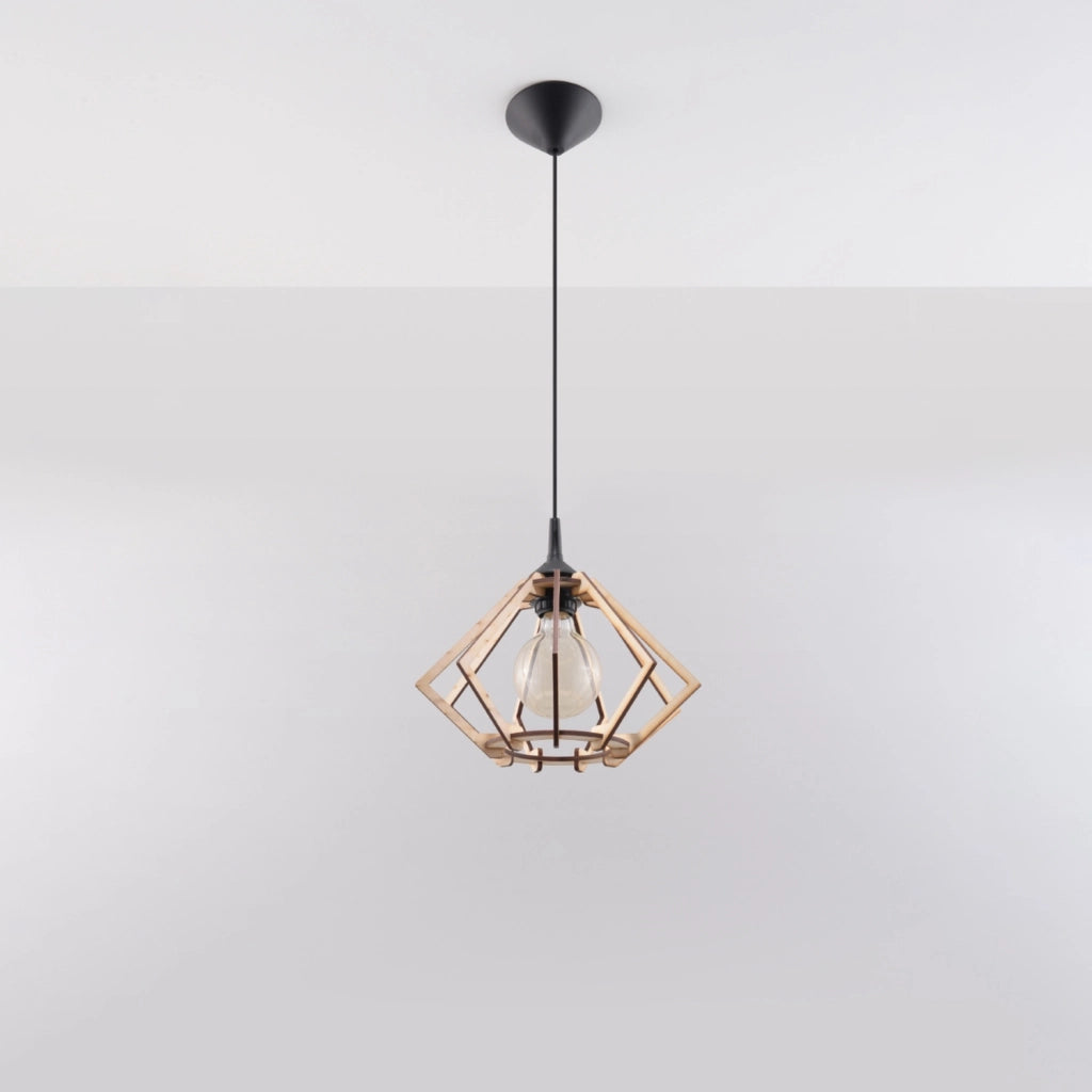 Lampada a sospensione POMPELMO in legno naturale