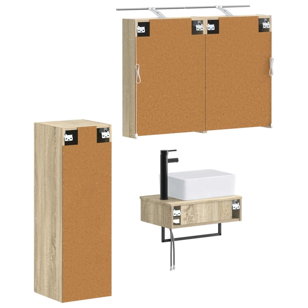 Set di Armadi da Bagno 4 pz Rovere Sonoma Legno ingegnerizzato 3407385