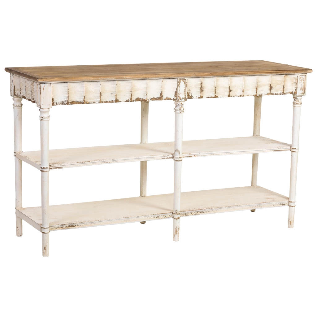 Scaffale in legno marrone e bianco 160x50x90h cm