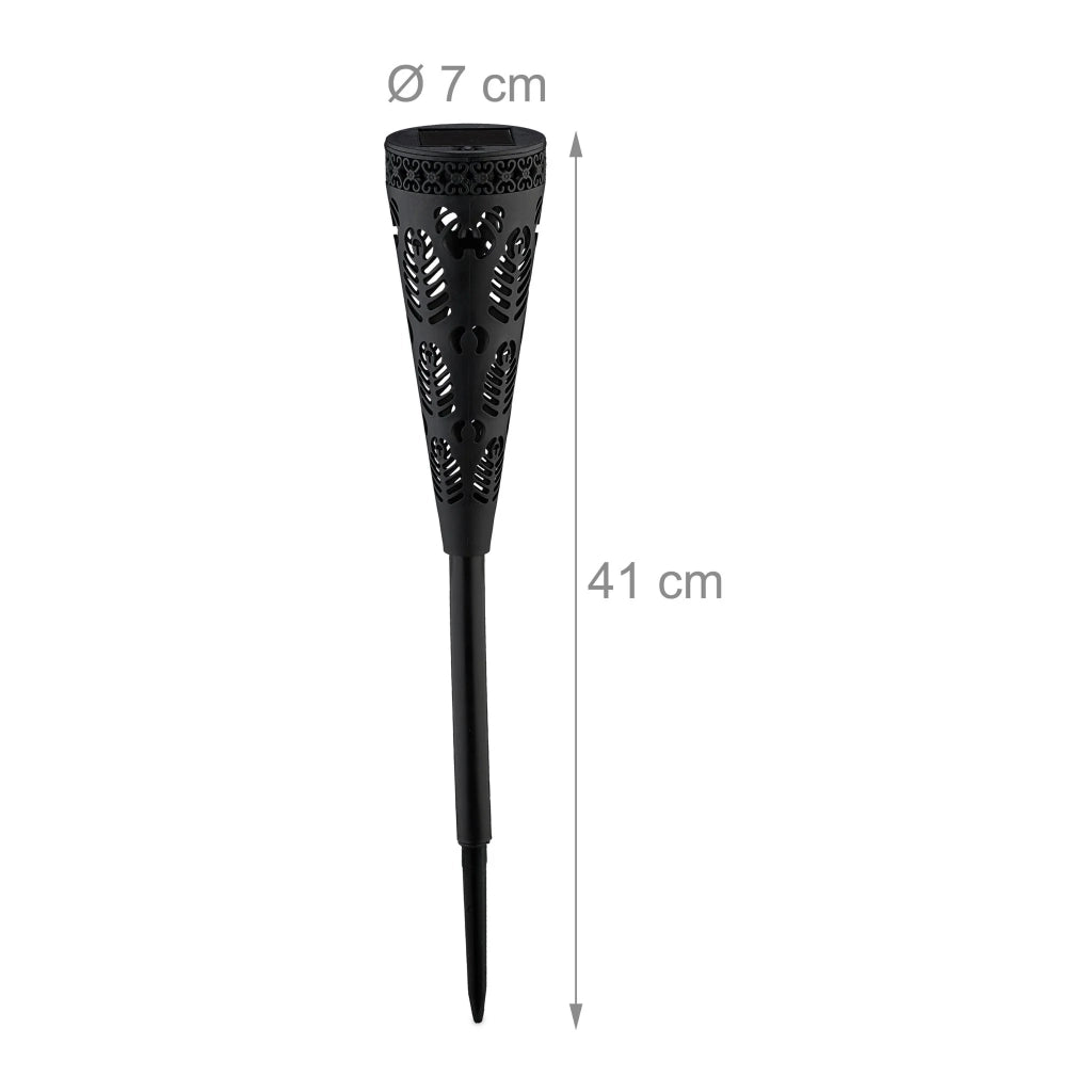 Set di 2 lampade solari decorative a forma di torcia per giardino 41 x 7 cm in plastica nera 13_0013662