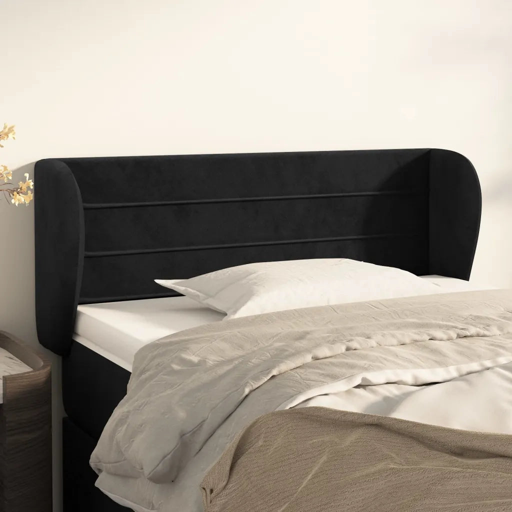 Testiera | Testata ad Orecchio Nera 83 x 23 x 78/88 cm in Velluto