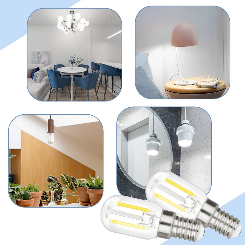 ZMH Lampadine LED Lampadine LED E14 Lampadine vintage T22 2W E14 2 pezzi bianco freddo 6000K