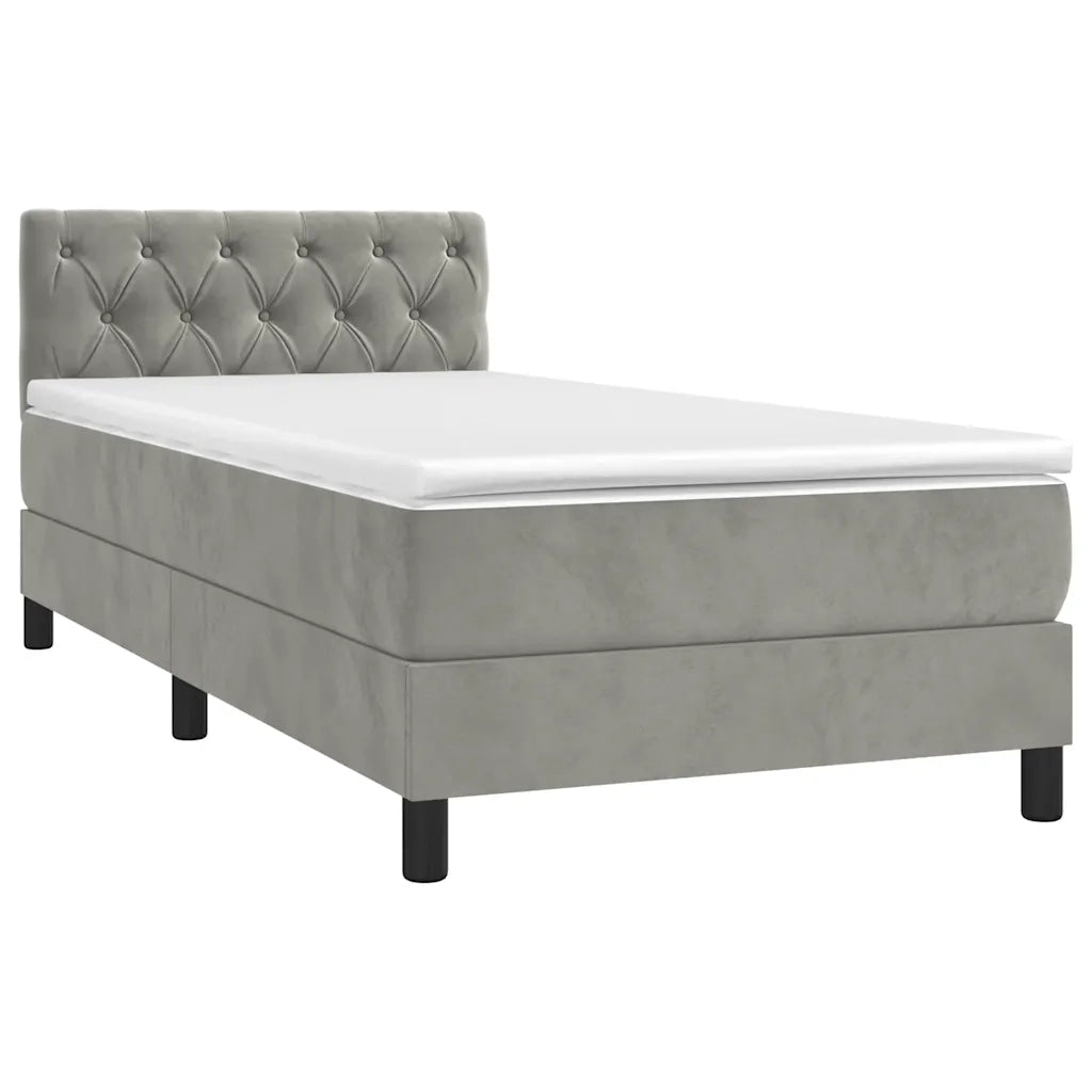 Letto a Molle con Materasso e LED Grigio Chiaro 80x200 cm Velluto 3134549