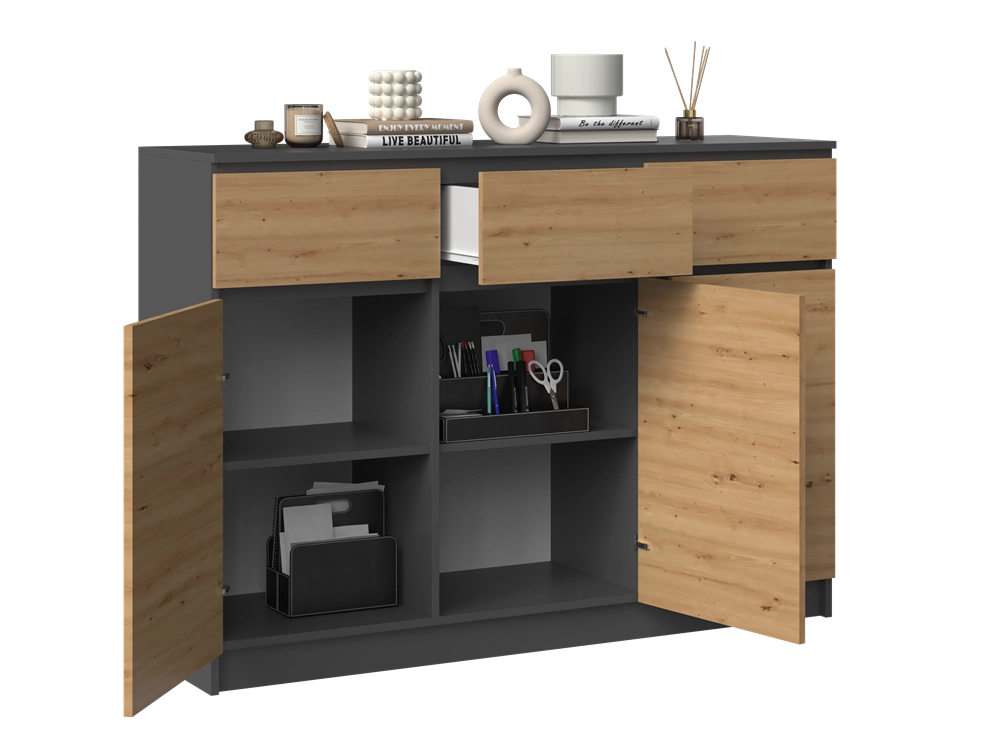 Cassettiera MALWA 3d3s antracite artisan per camera e soggiorno