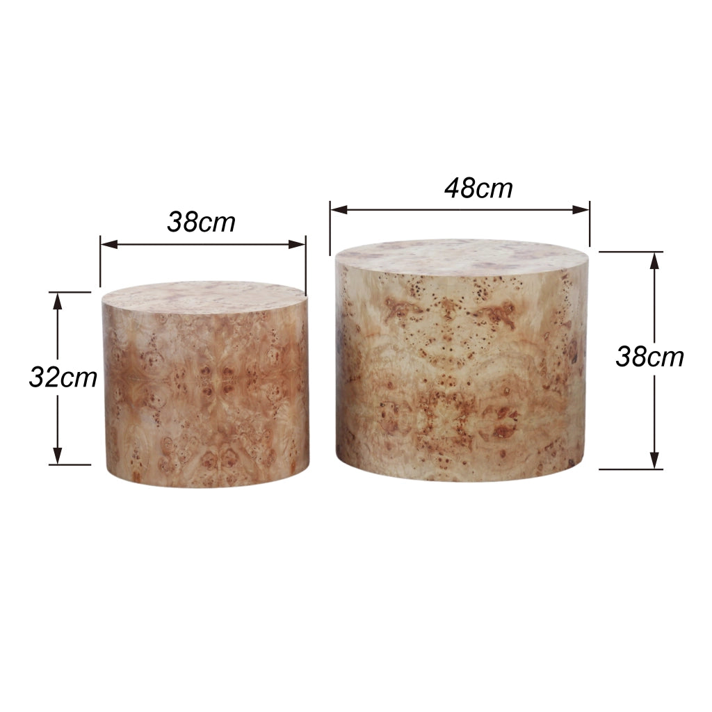 TAVOLINI DA CAFFÈ Set da 2 pezzi Ø 48/38 cm Legno Naturale