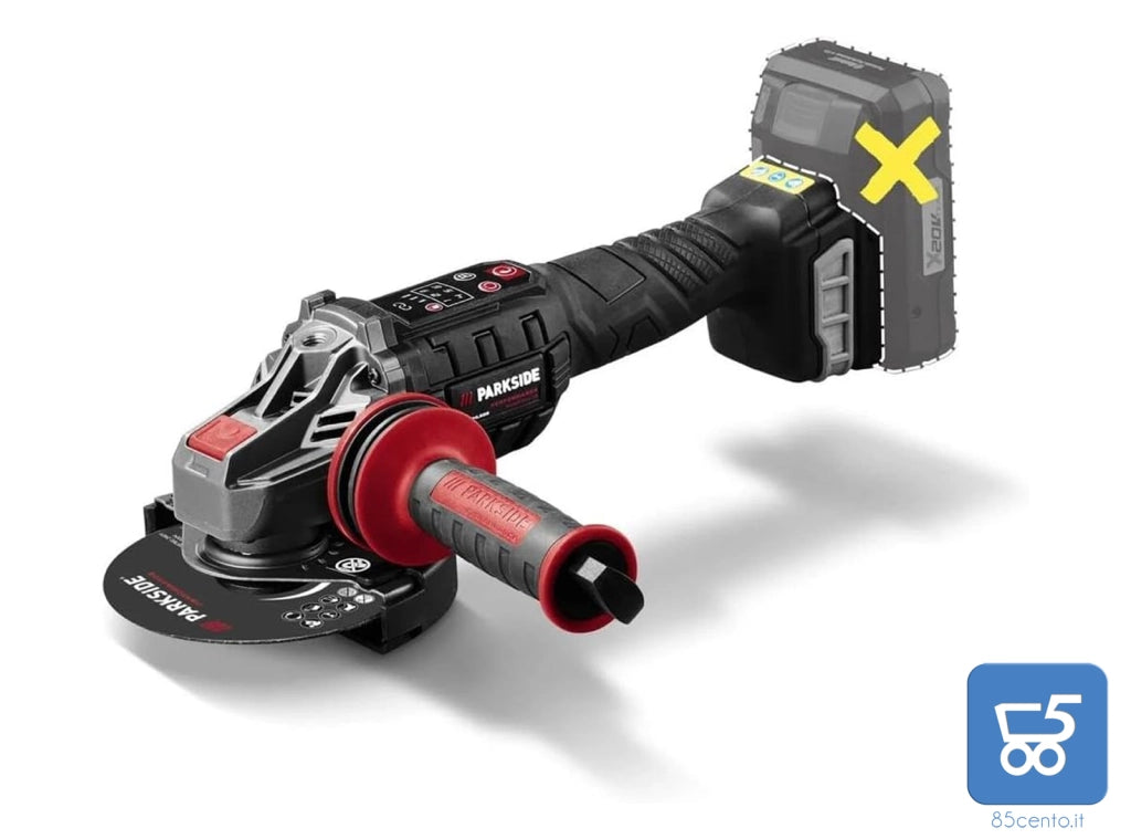 Smerigliatrice Flex Angolare a Batteria PARKSIDE PERFORMANCE PWSAP 20-Li G7, 20 V con Valigetta - NO BATTERIA