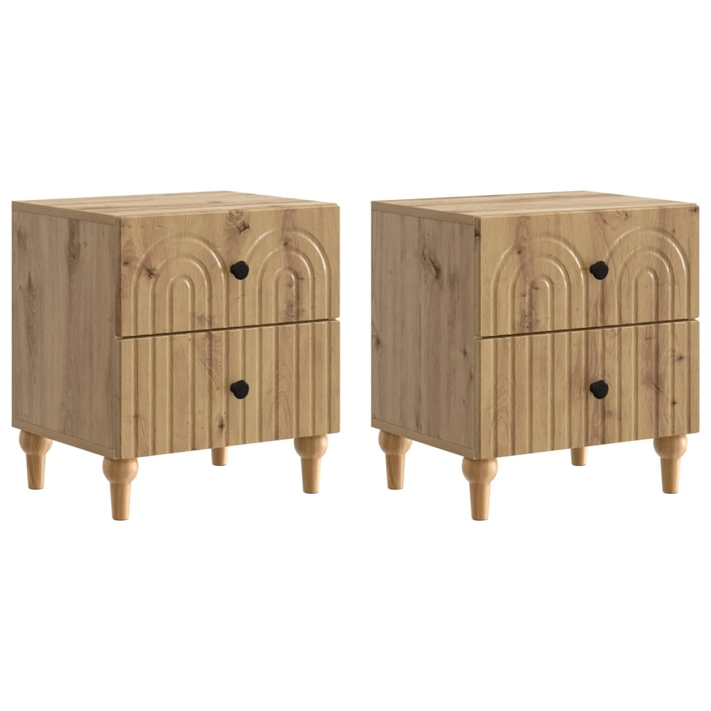 Armadio da Notte 2 pcs Rovere Artigianale 43 x 34,5 x 48 cm 894084