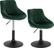 Set di 2 Sedia da Bagno - Sedia da Bagno 2 Pezzi - Sedia da Bagno di Lusso - Con Schienale - Verde - Velluto - Regolabile
