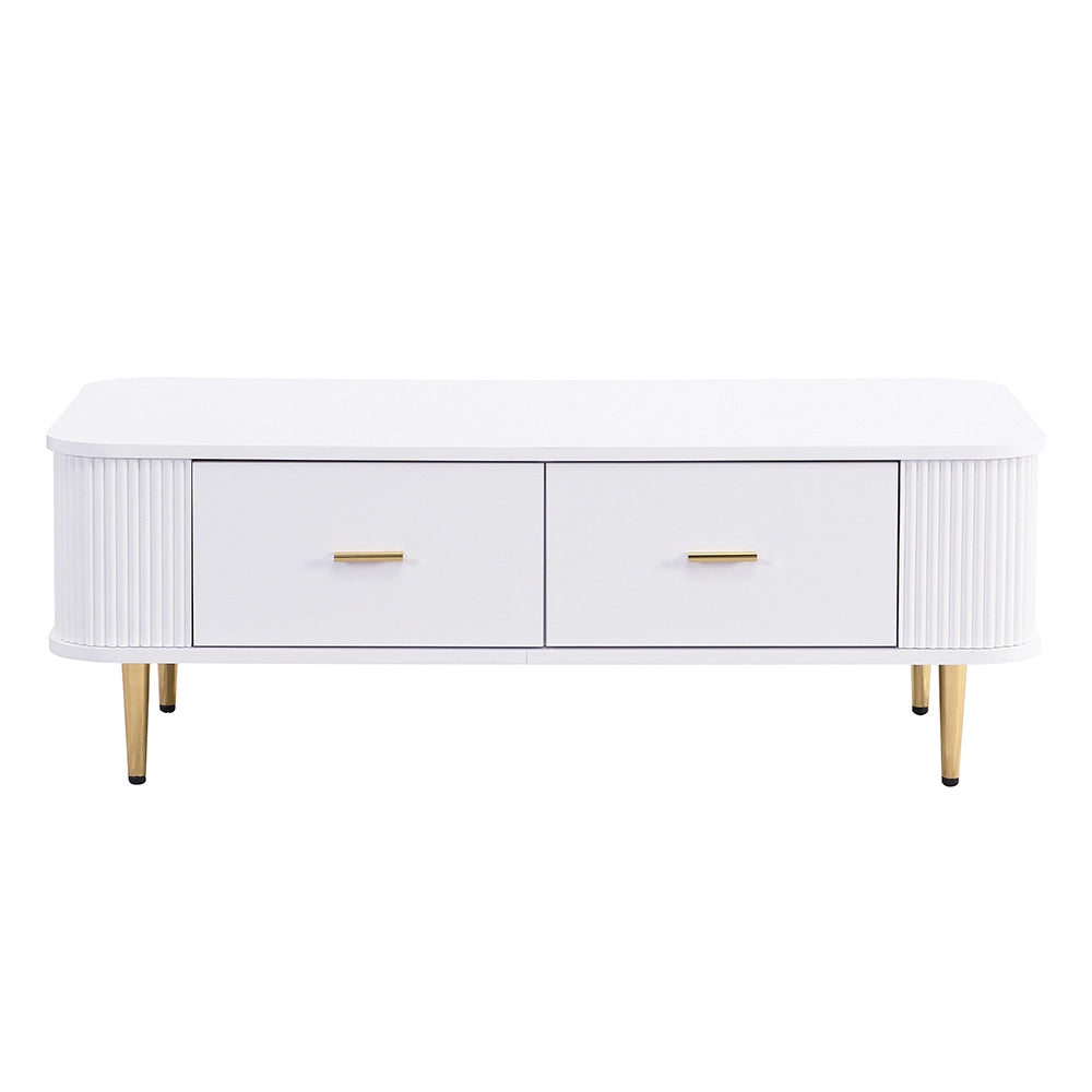 Tavolino da salotto con cassetti - Xylo - Angoli curvi, bianco