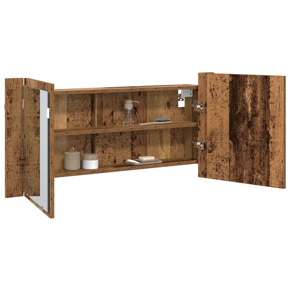 Armadio Specchio LED con porta-Mobile bagno con specchio Legno vecchio 100 x 12 x 45 cm